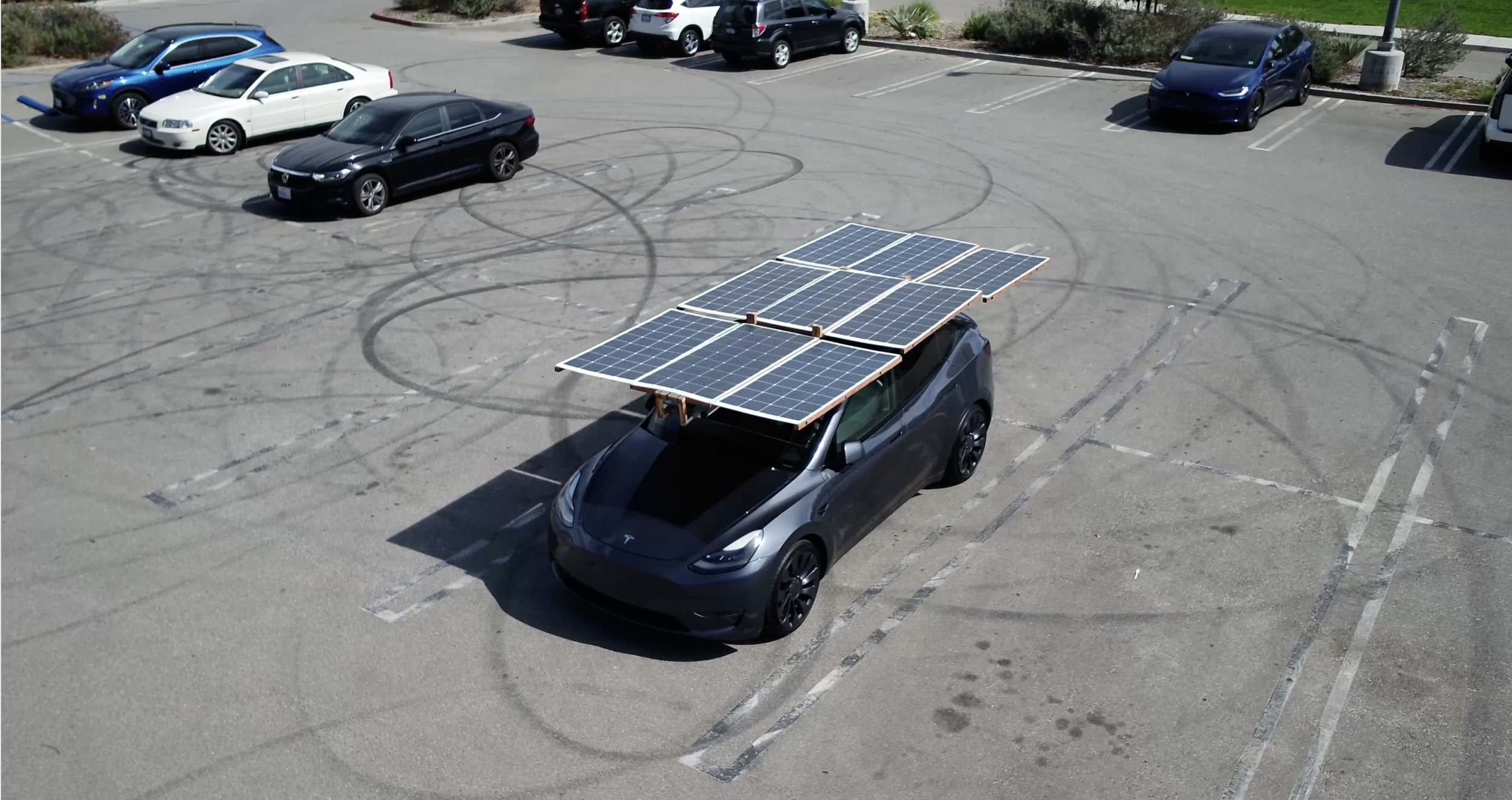 Solar charging a top tesla